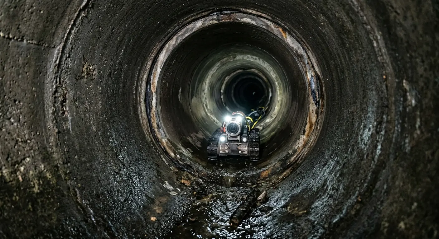Robotic sewer camera inspecting pipe interior for Drain Snake Service in Pitman